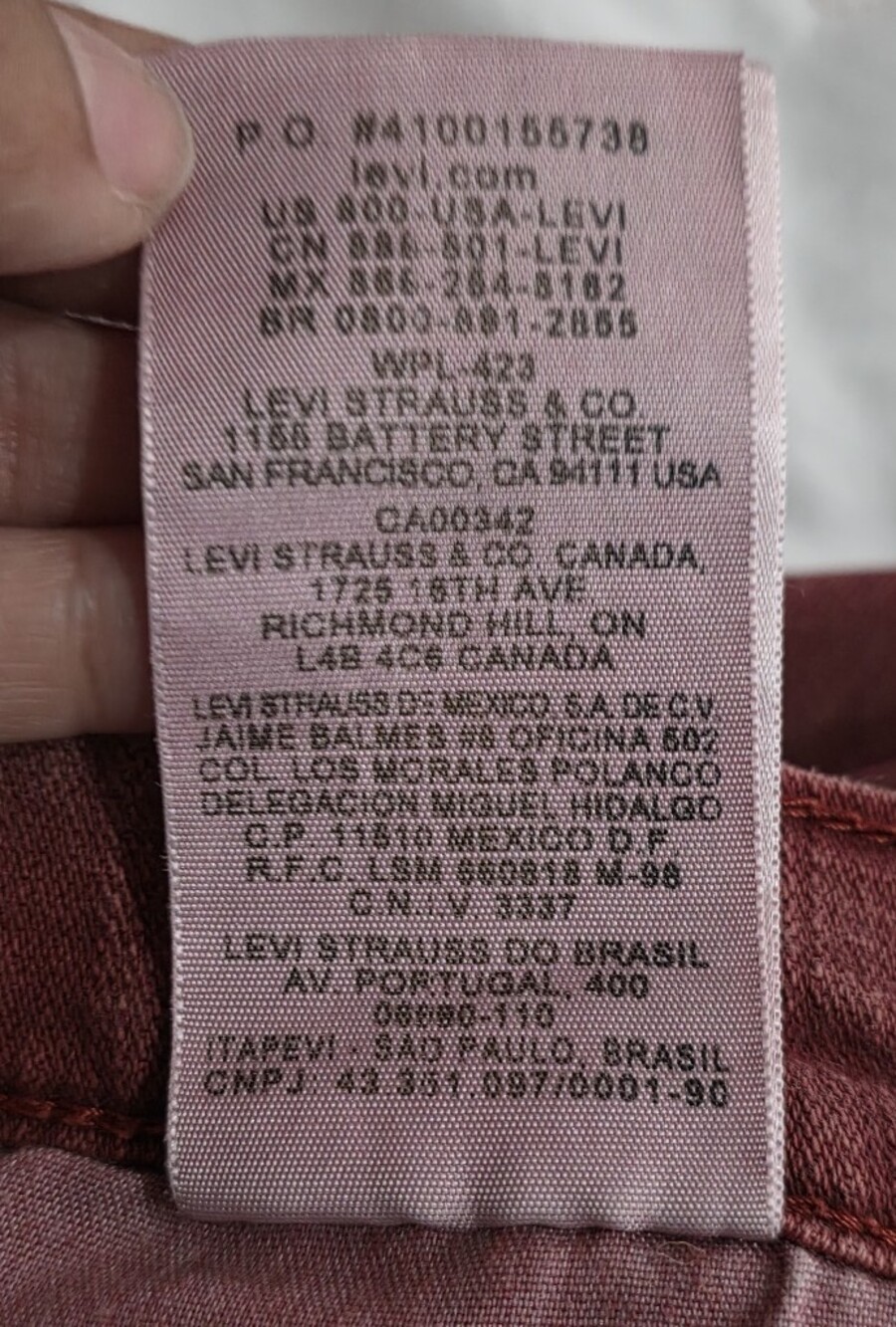 Levi’s 721 High Rise Skinny Jeans Burgundy Wine Red Size 9 - Picture 6 of 6